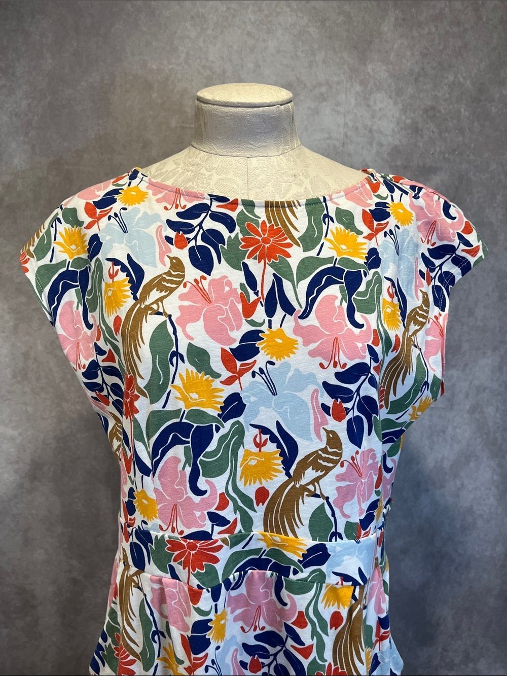 Boden Multicolor Floral Midi Dress - Pink, Blue & Yellow - Picture 2 of 9